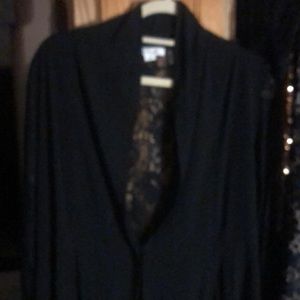 Black lace and chiffon jacket feathered front with tails